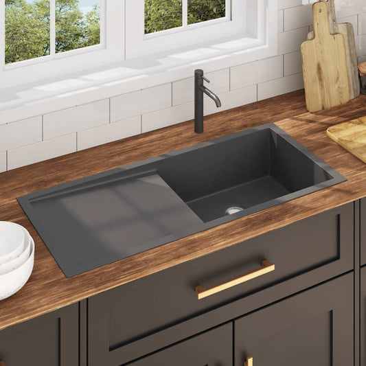 Handmade kitchen sink, black, stainless steel