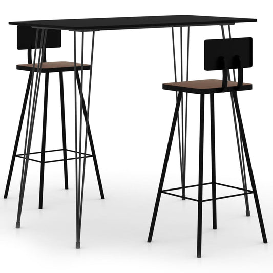 Bar furniture set, 3 pieces, black