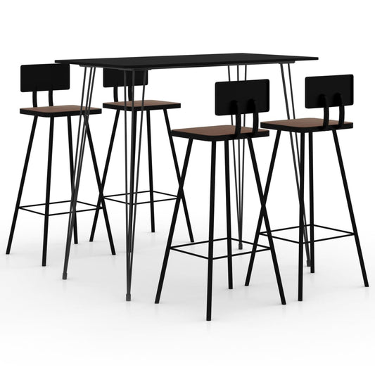 Bar furniture set, 5 pieces, black