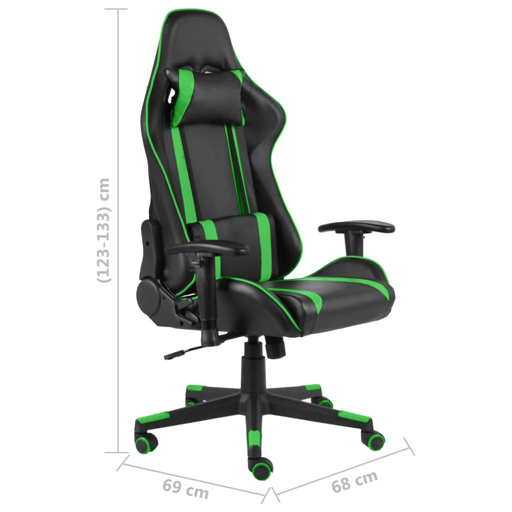 Swivel gaming chair, green, PVC