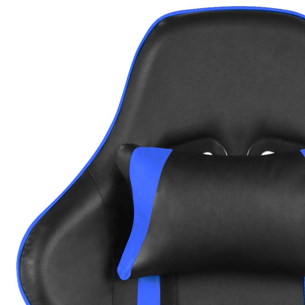 Swivel gaming chair with footrest, blue, PVC