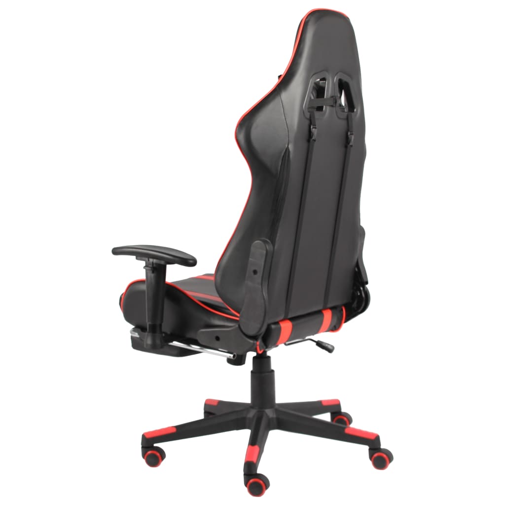 Swivel gaming chair with footrest, red, PVC