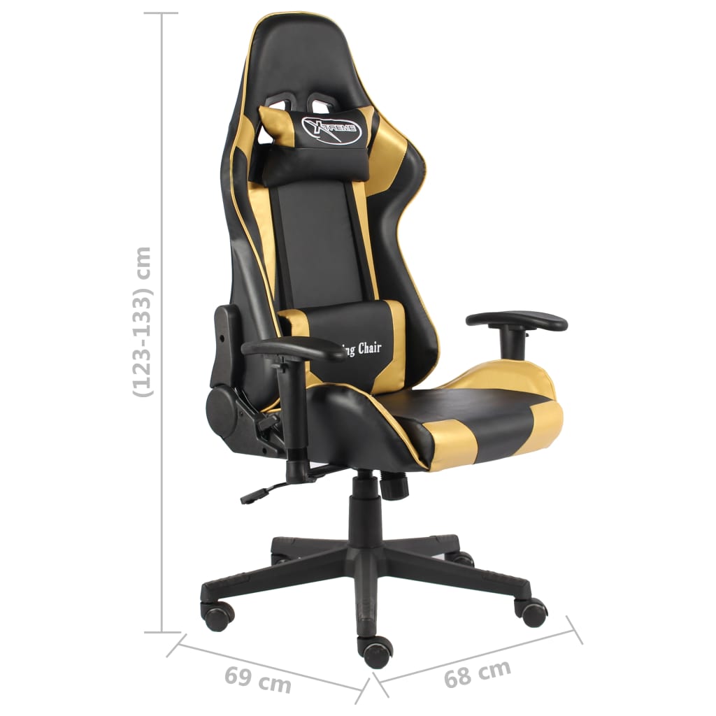 Swivel gaming chair, gold, PVC