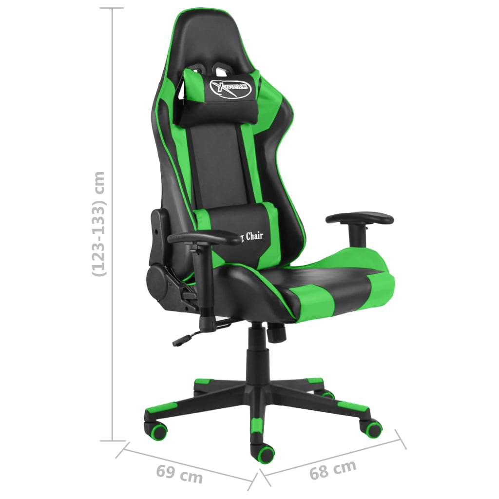 Swivel gaming chair, green, PVC