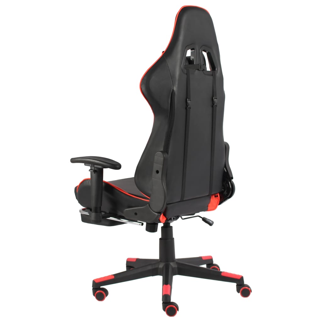 Swivel gaming chair with footrest, red, PVC