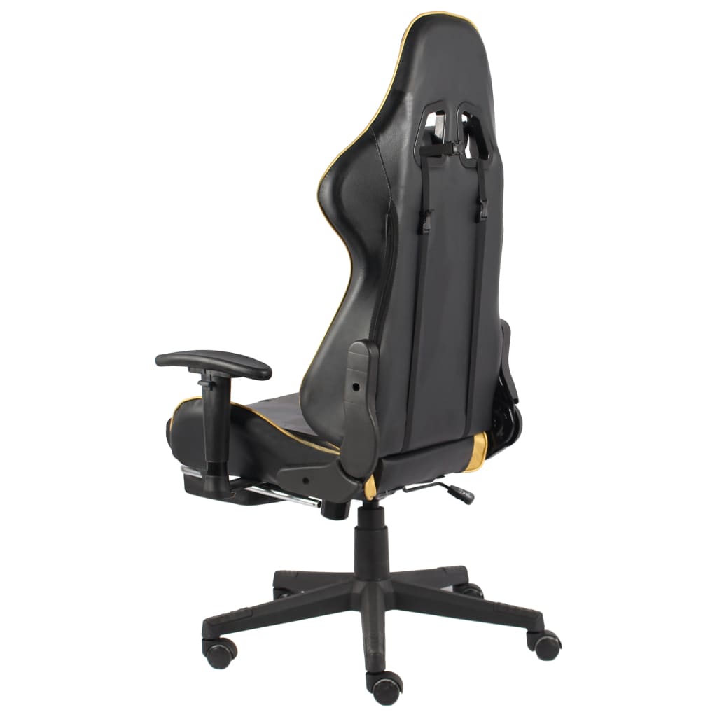 Swivel gaming chair with footrest, gold, PVC