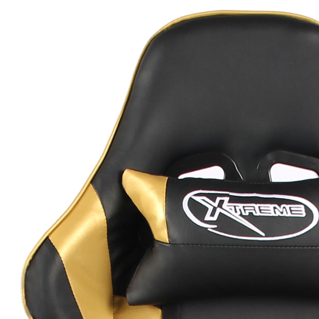 Swivel gaming chair with footrest, gold, PVC