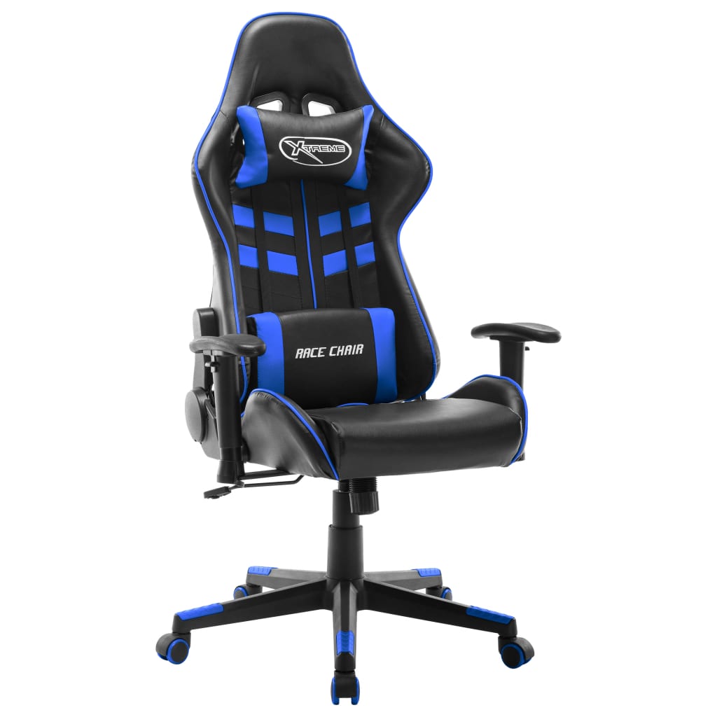 Gaming chair, black and blue, artificial leather