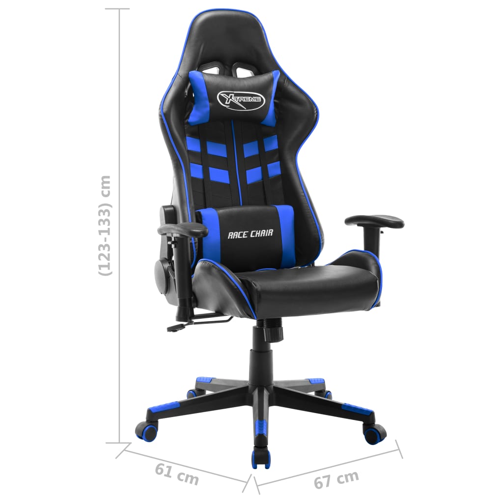 Gaming chair, black and blue, artificial leather