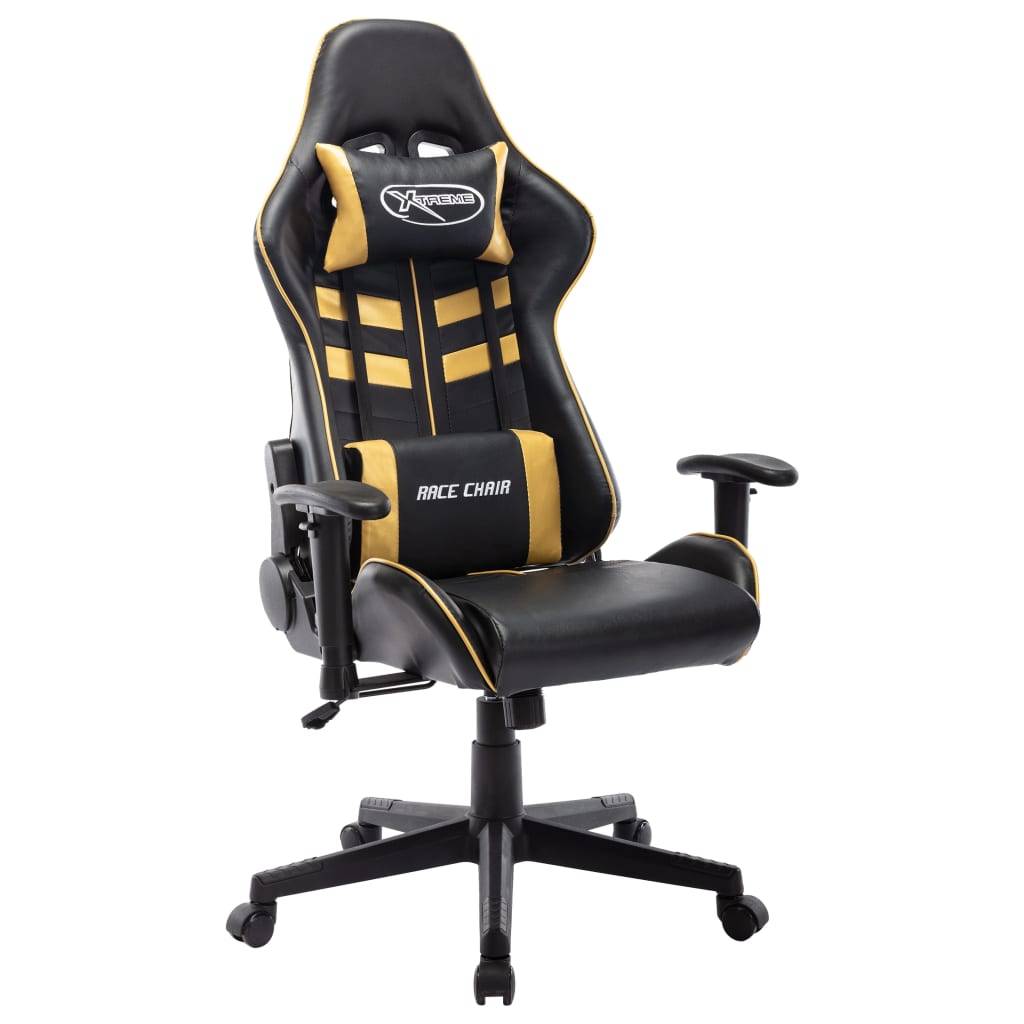 Gaming chair, black and gold, eco-leather