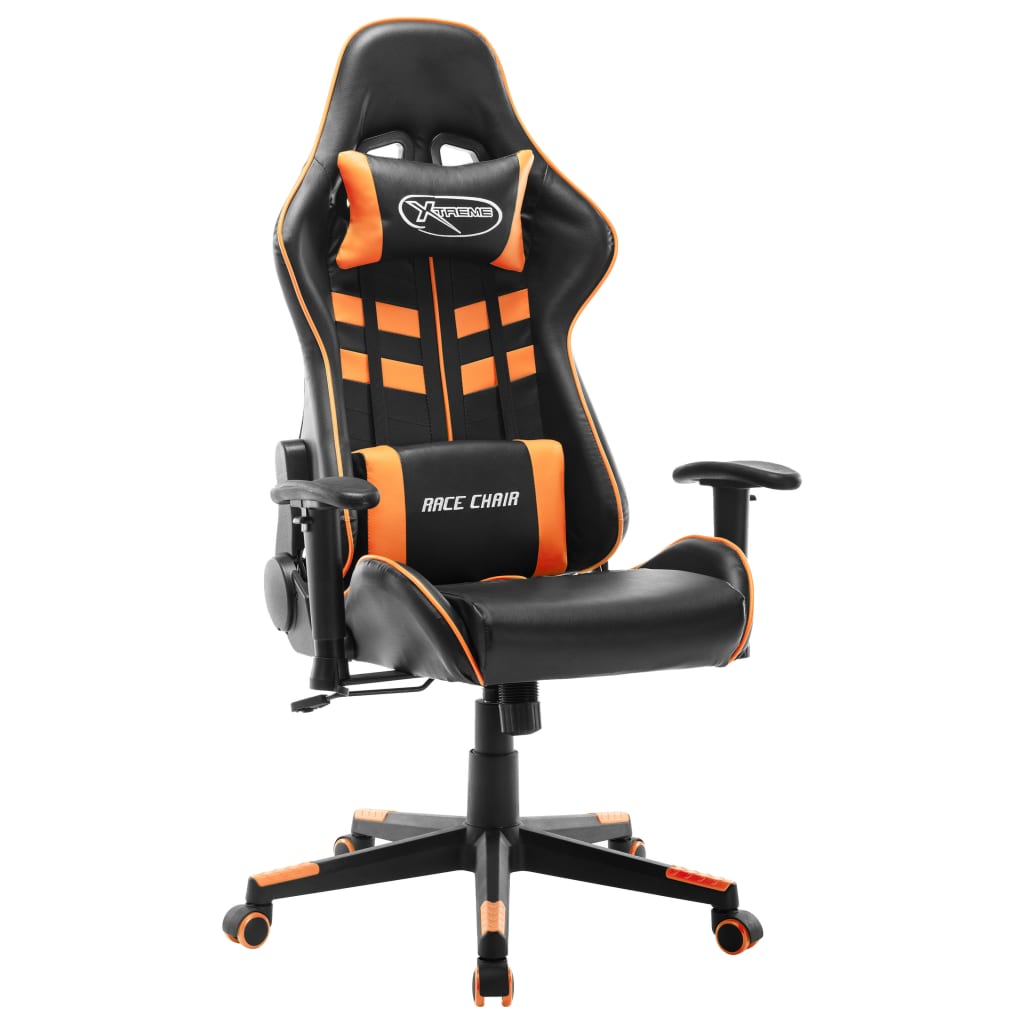 Gaming chair, black and orange, artificial leather