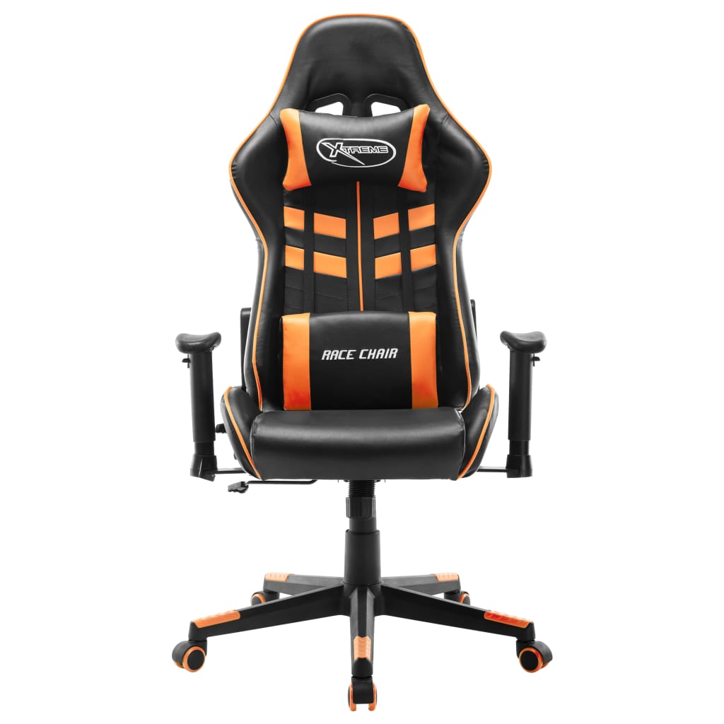 Gaming chair, black and orange, artificial leather