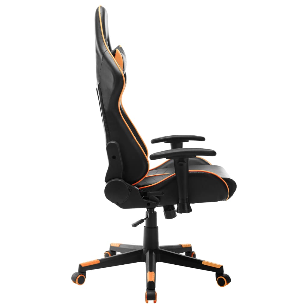 Gaming chair, black and orange, artificial leather