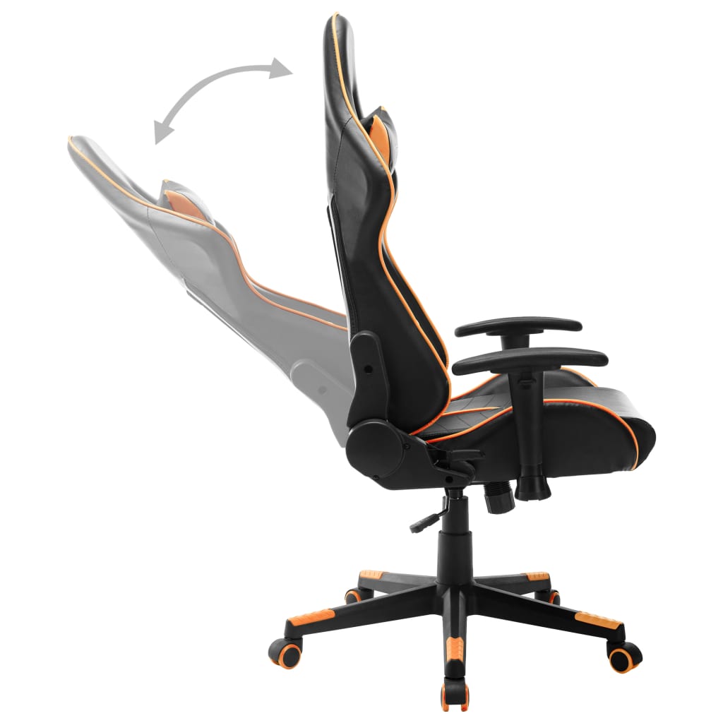 Gaming chair, black and orange, artificial leather