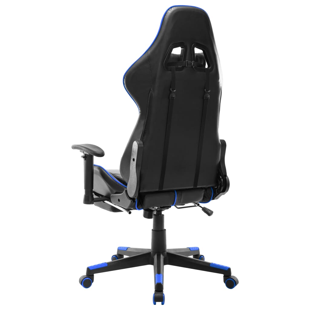 Gaming chair with footrest, black/blue, artificial leather