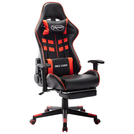 Gaming chair with footrest, black/red, artificial leather