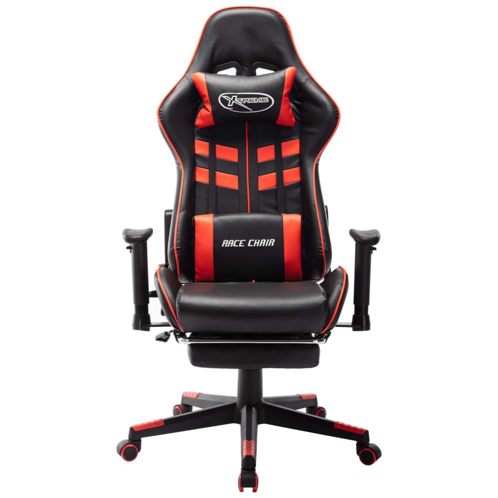 Gaming chair with footrest, black/red, artificial leather