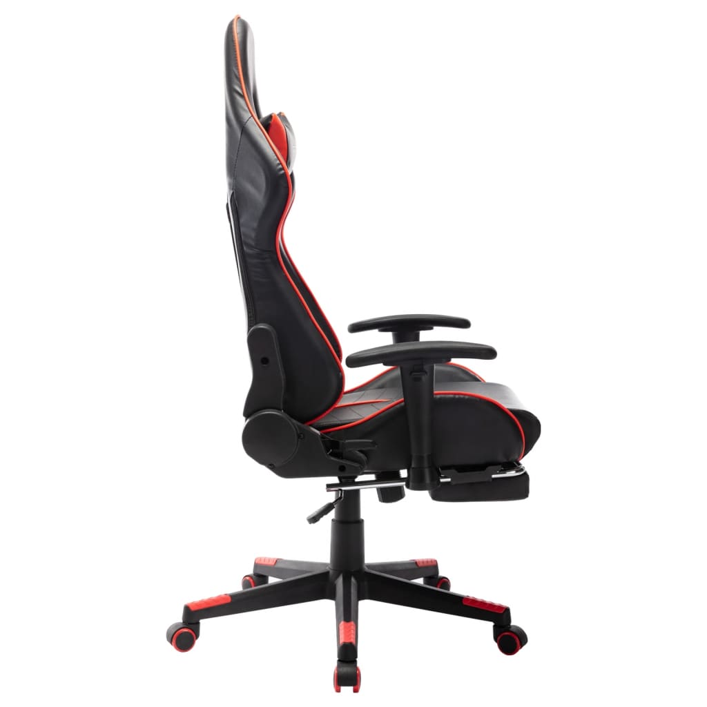 Gaming chair with footrest, black/red, artificial leather