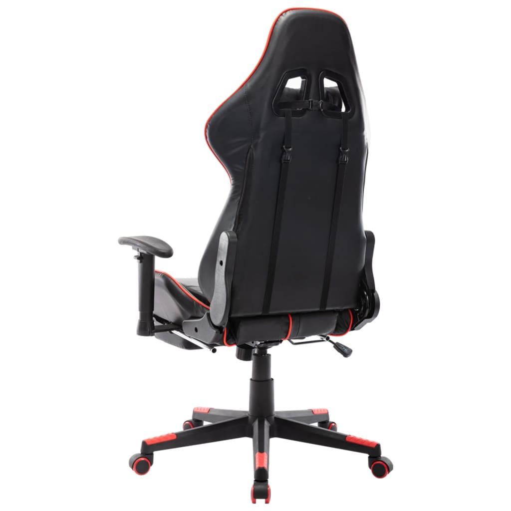 Gaming chair with footrest, black/red, artificial leather