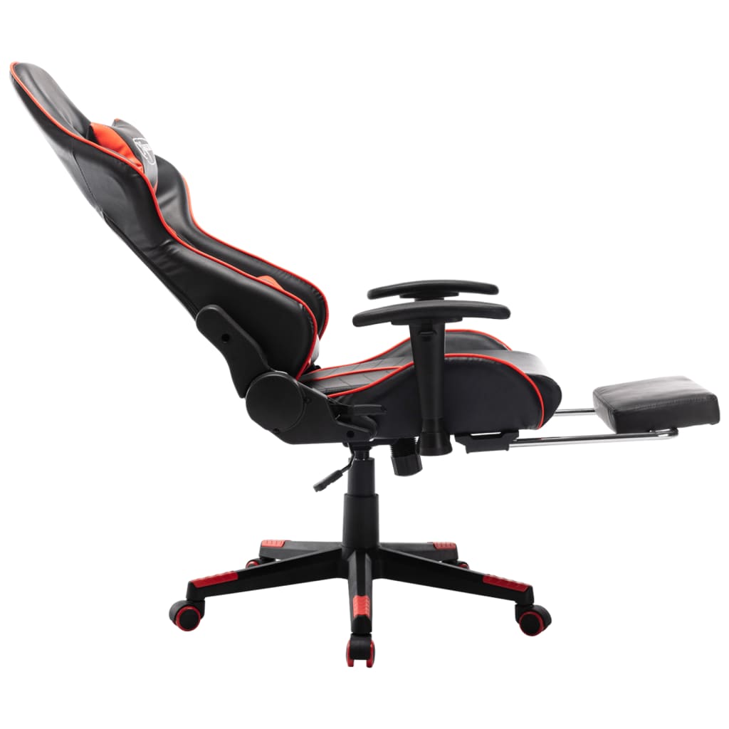 Gaming chair with footrest, black/red, artificial leather