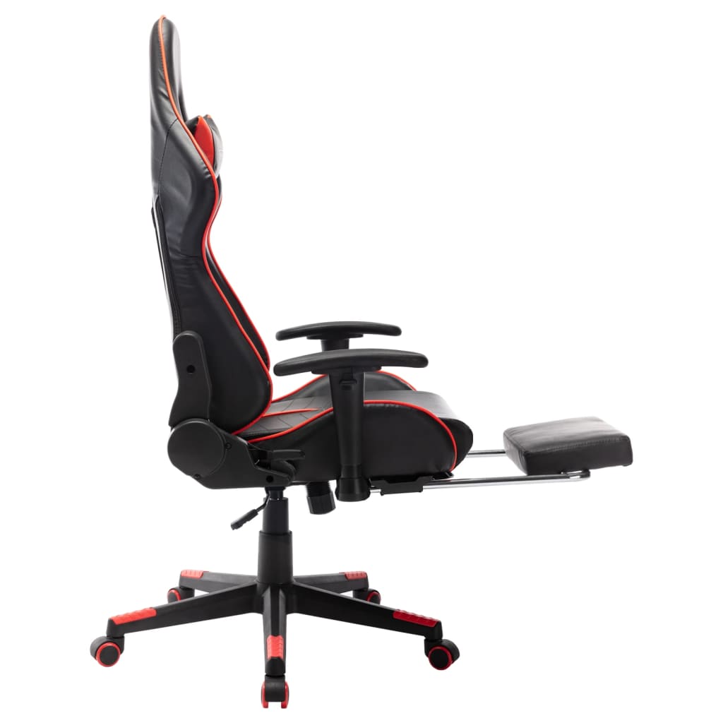 Gaming chair with footrest, black/red, artificial leather