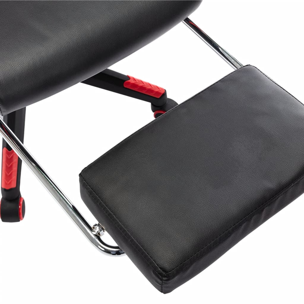 Gaming chair with footrest, black/red, artificial leather