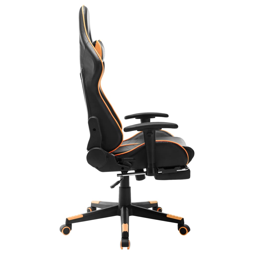 Gaming chair with footrest, black/orange, eco-leather