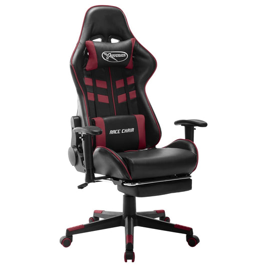 Gaming chair with footrest, black/wine red, eco-leather