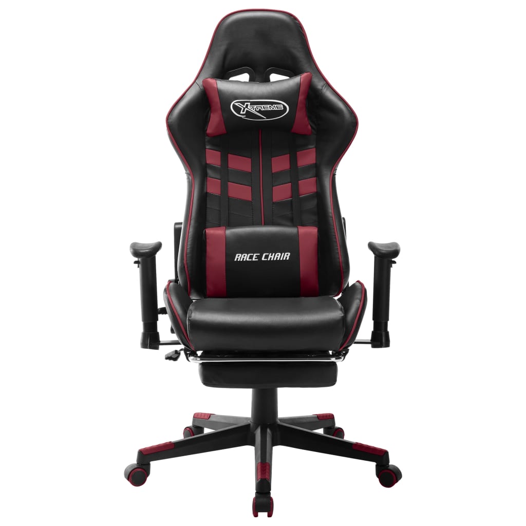 Gaming chair with footrest, black/wine red, eco-leather