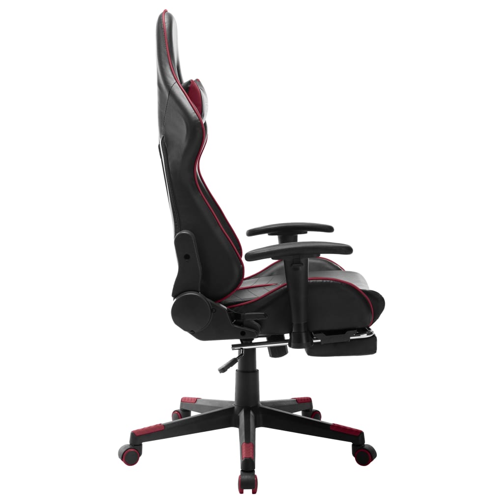 Gaming chair with footrest, black/wine red, eco-leather