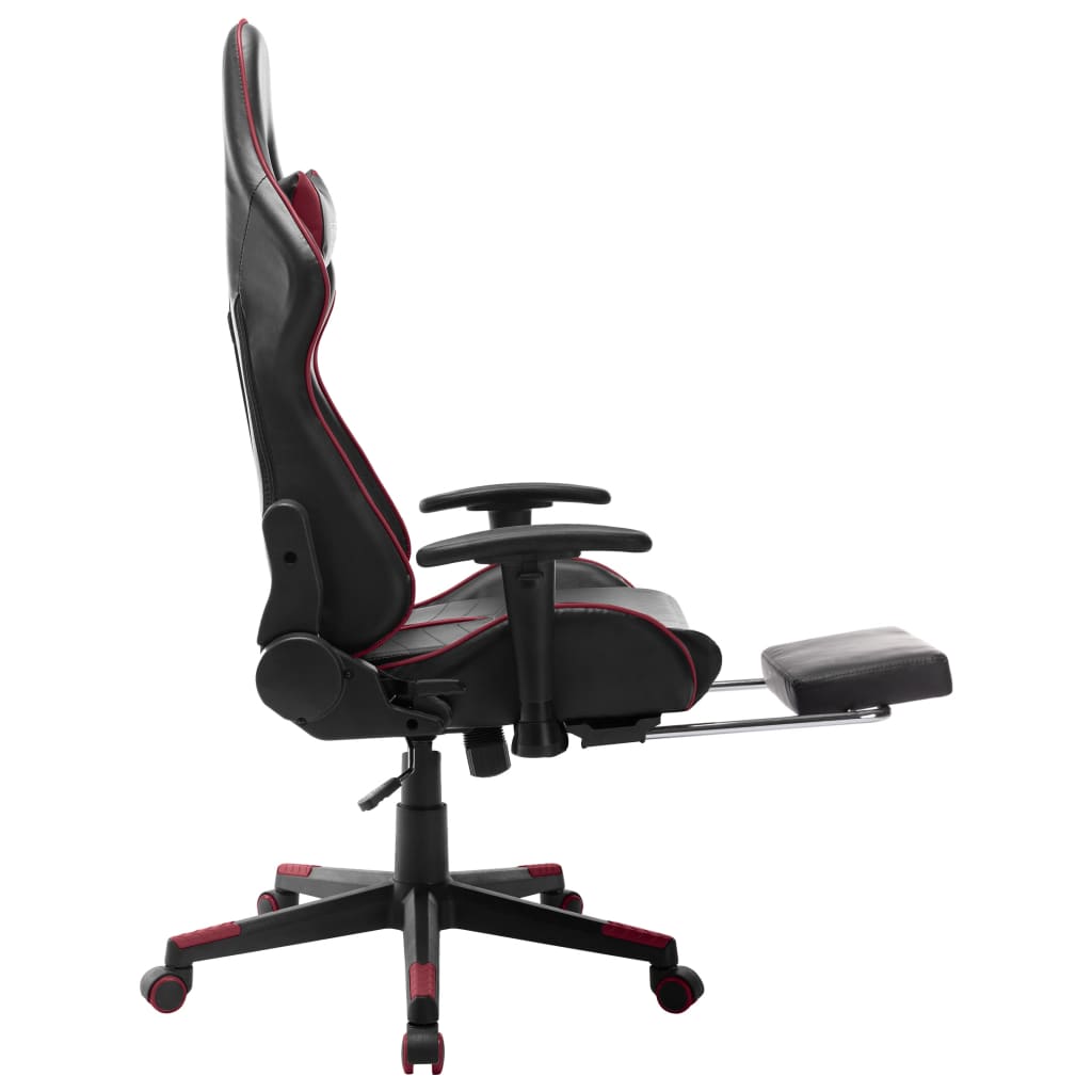 Gaming chair with footrest, black/wine red, eco-leather