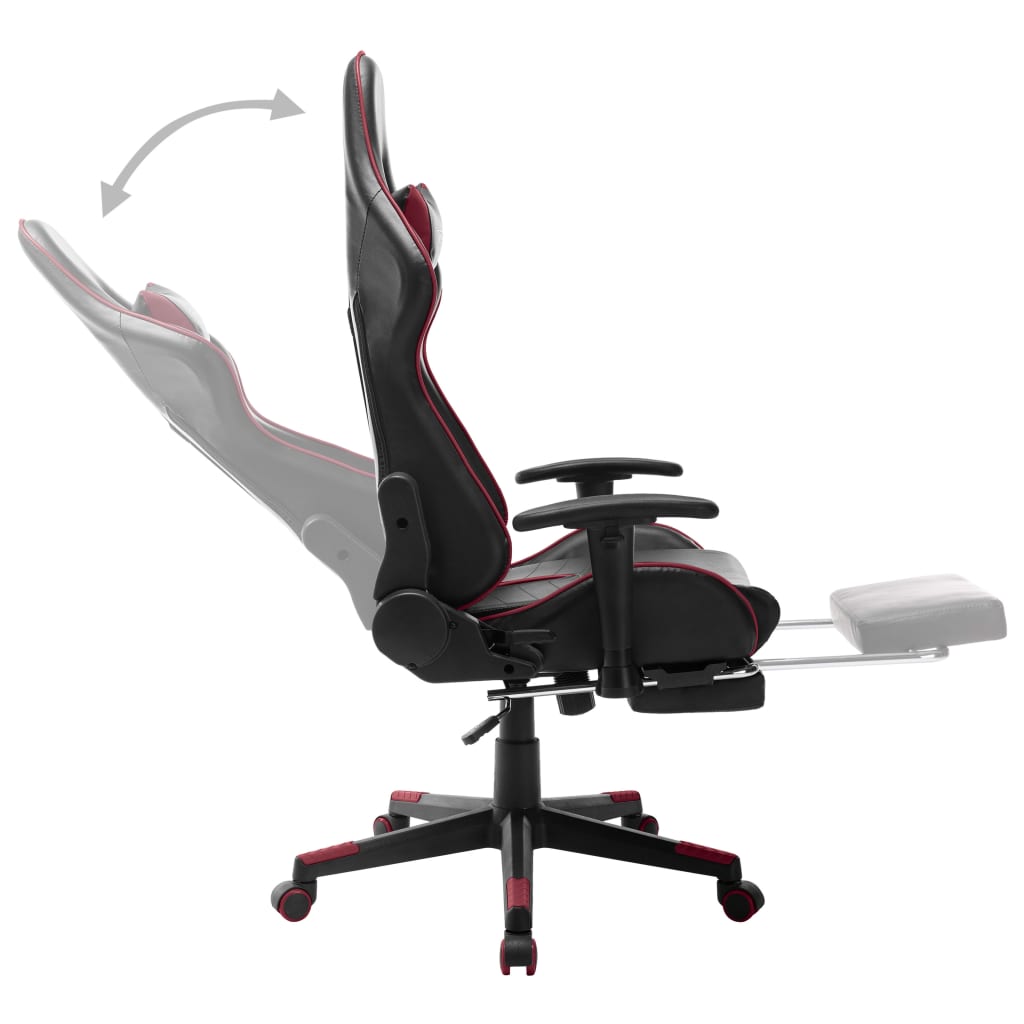 Gaming chair with footrest, black/wine red, eco-leather