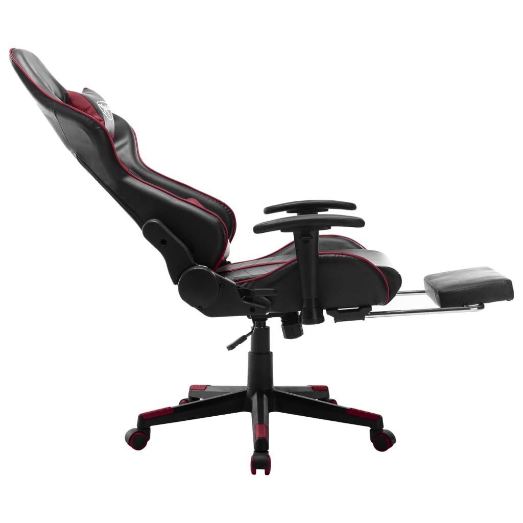 Gaming chair with footrest, black/wine red, eco-leather