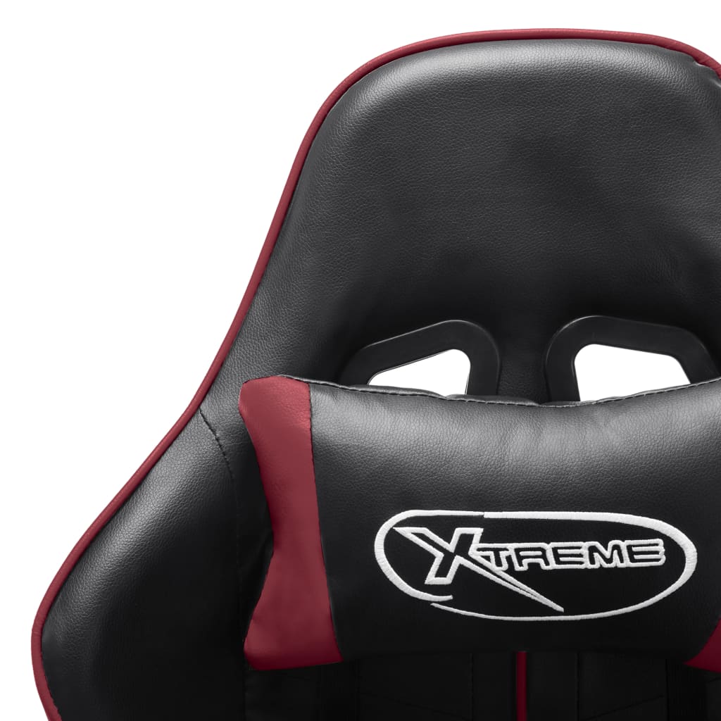 Gaming chair with footrest, black/wine red, eco-leather