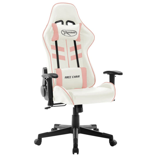 Gaming chair, white and pink, artificial leather