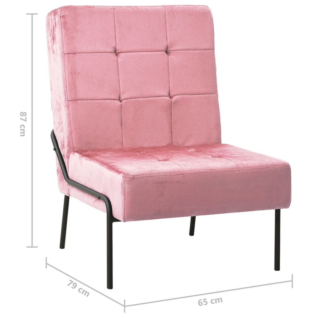 Lounge chair, pink, 65x79x87 cm, velvet