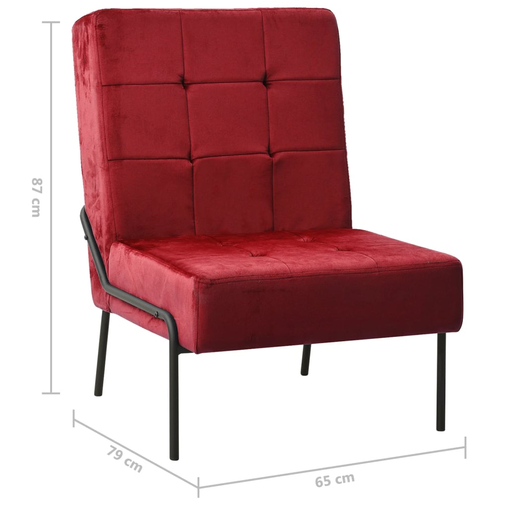 Lounge chair, 65x79x87 cm, wine red, velvet