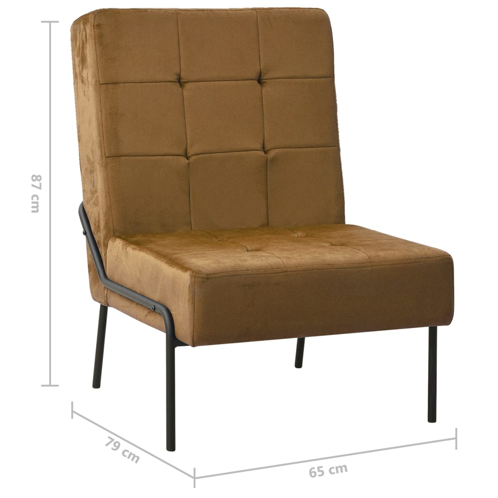 Lounge chair, brown, 65x79x87 cm, velvet