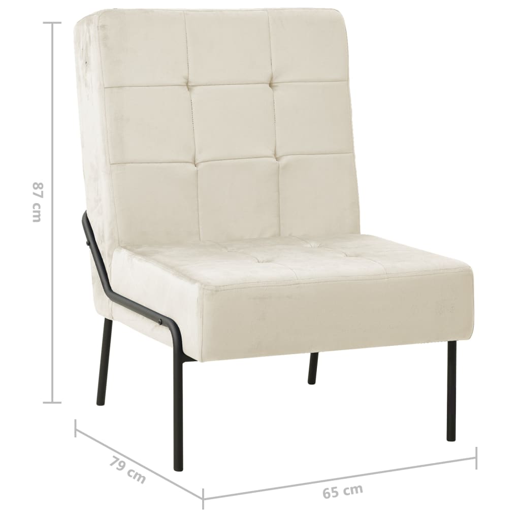 Lounge chair, 65x79x87 cm, cream white, velvet