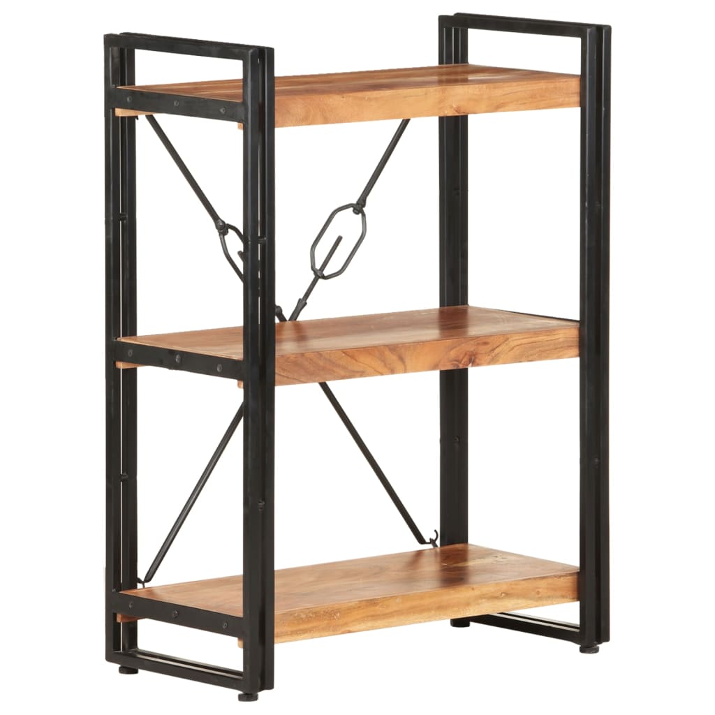 Bookcase with 3 shelves, 60x30x80 cm, solid acacia wood