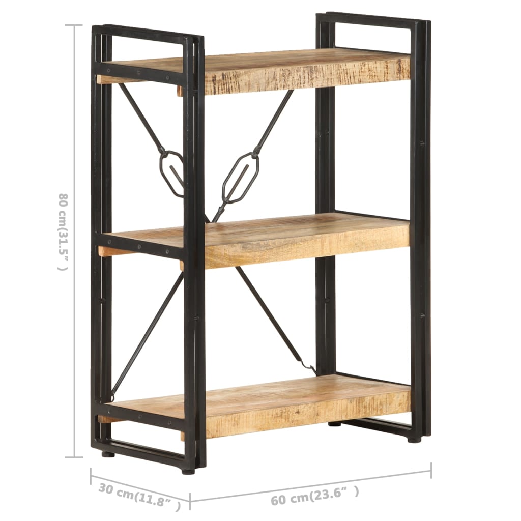 3-tier bookcase, 60x30x80 cm, solid mango wood