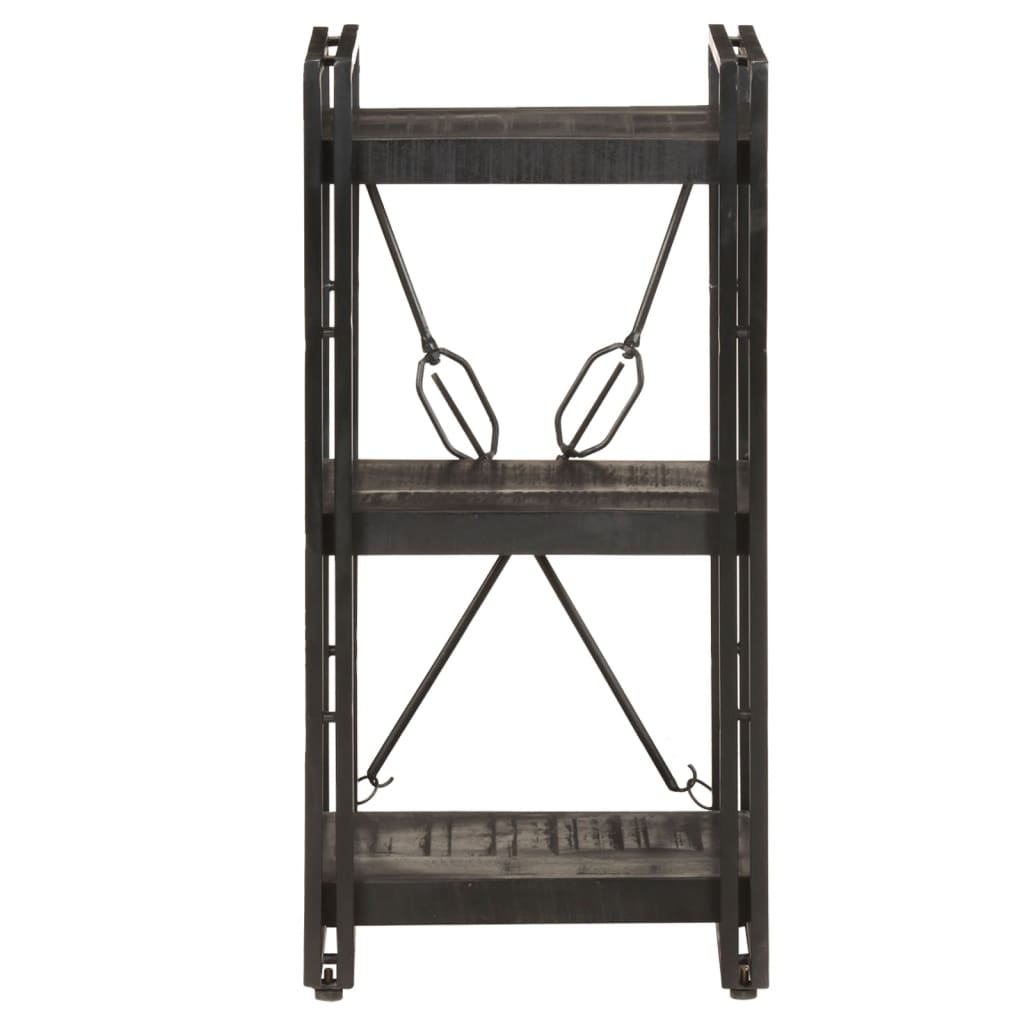 Bookcase with 3 shelves, black, 40x30x80 cm, solid mango wood