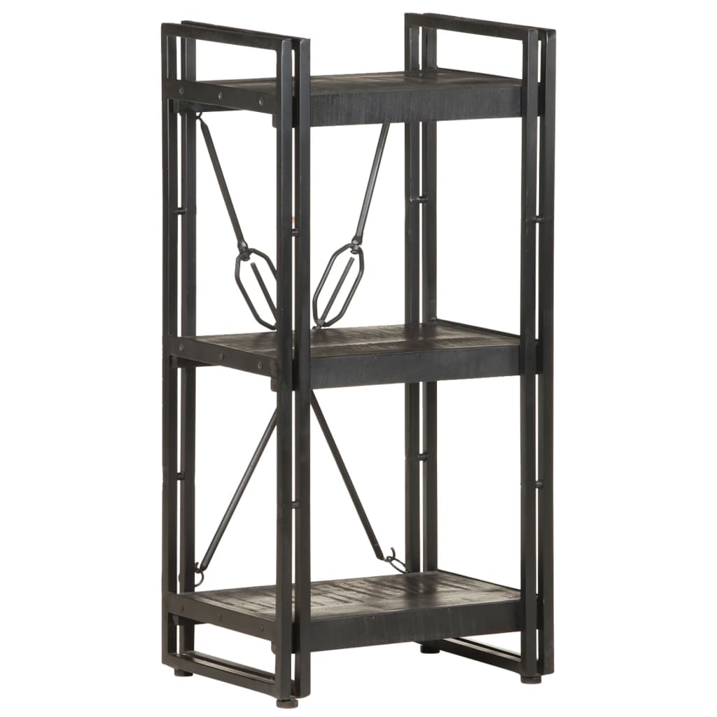 Bookcase with 3 shelves, black, 40x30x80 cm, solid mango wood