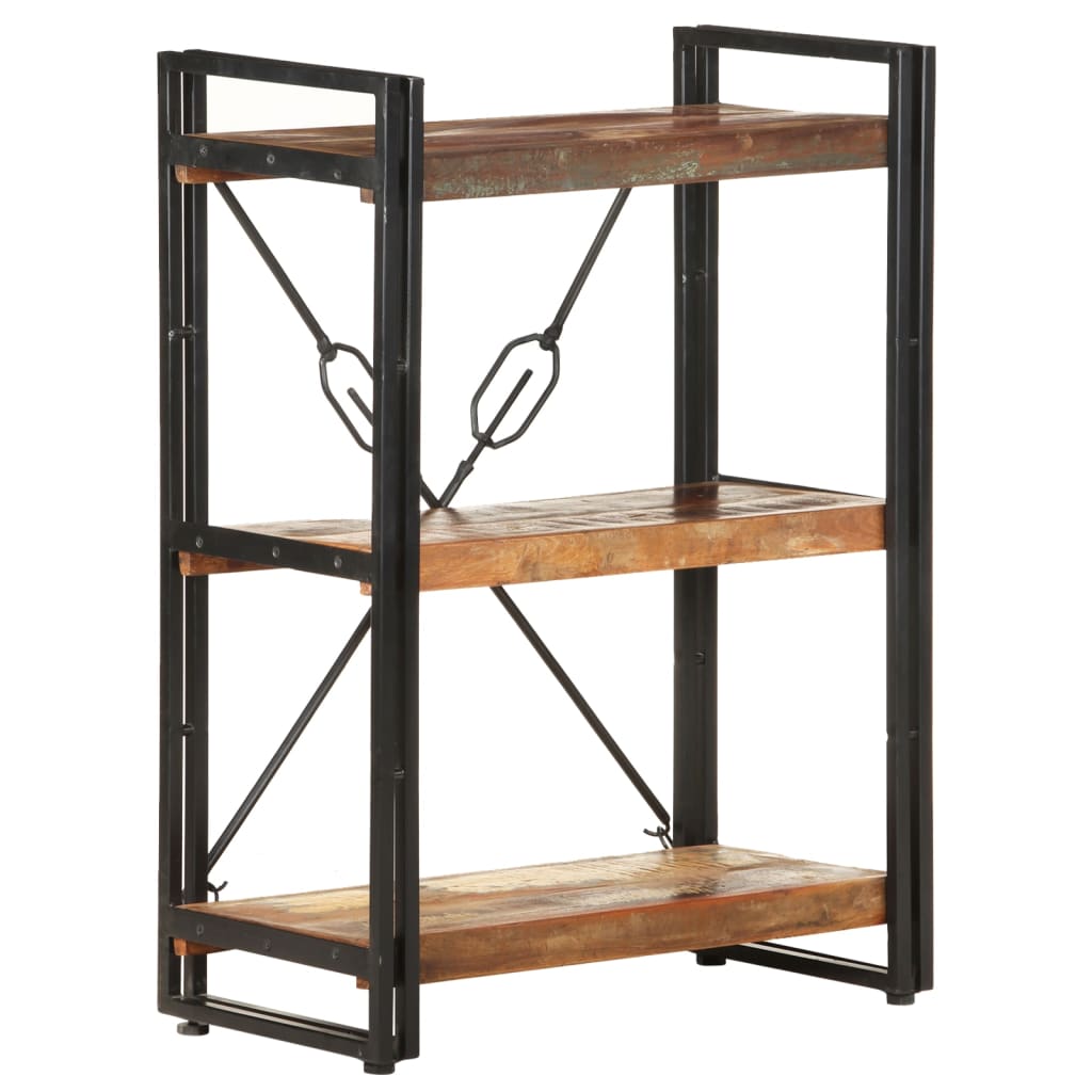 Bookcase with 3 shelves, 60x30x80 cm, solid recycled wood