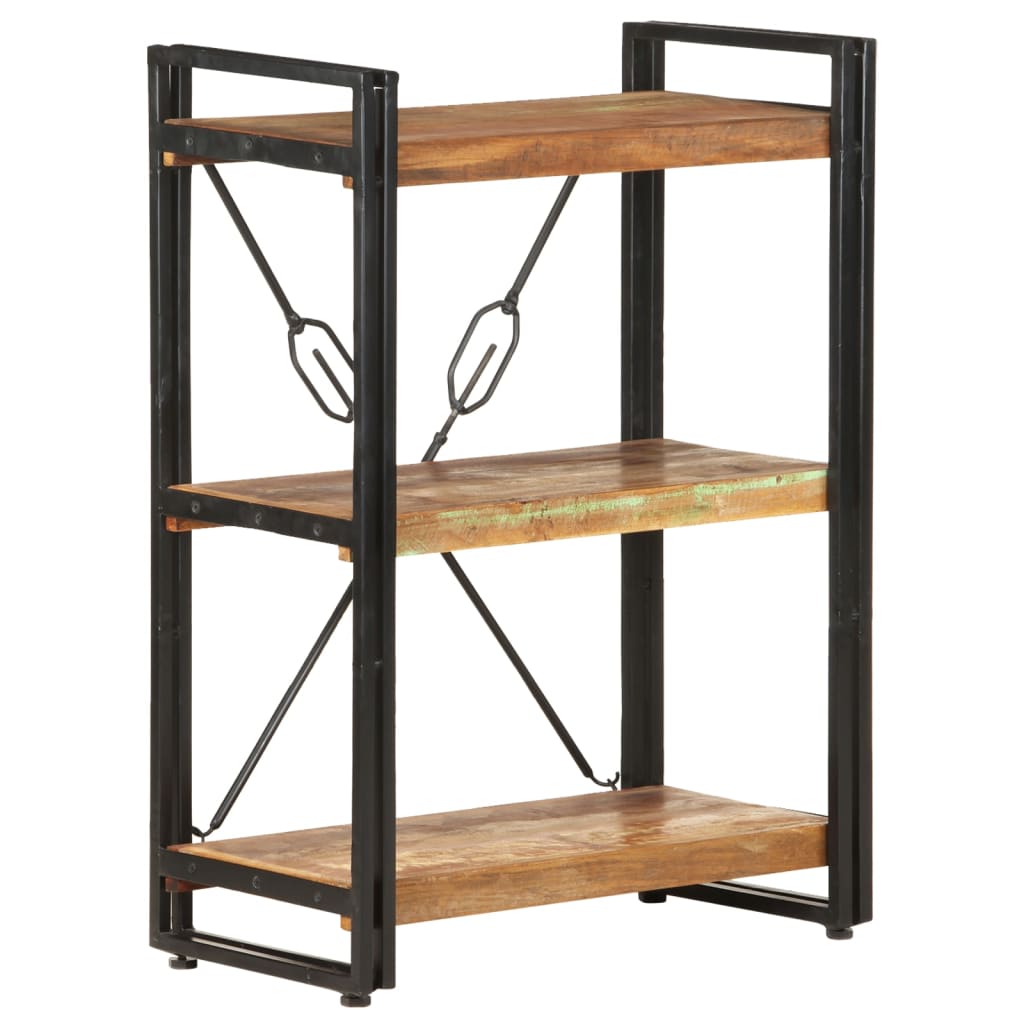 Bookcase with 3 shelves, 60x30x80 cm, solid recycled wood