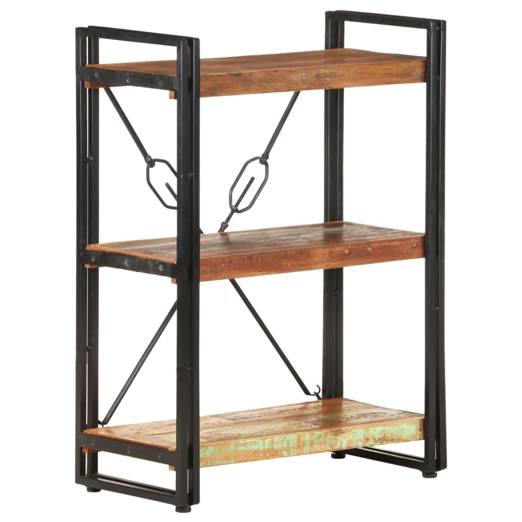 Bookcase with 3 shelves, 60x30x80 cm, solid recycled wood