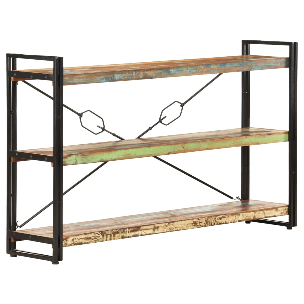 Bookcase with 3 shelves, 140x30x80 cm, solid recycled wood