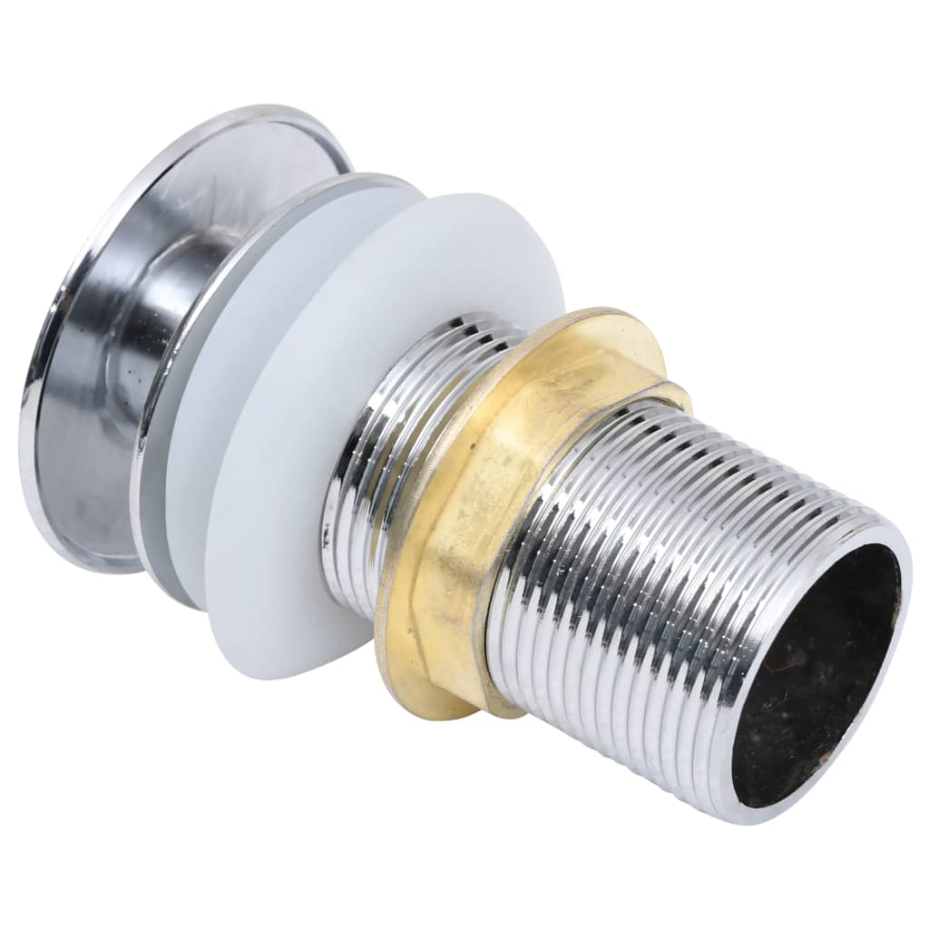 Push drain valve with overflow function, silver 6.4x6.4x9.1cm