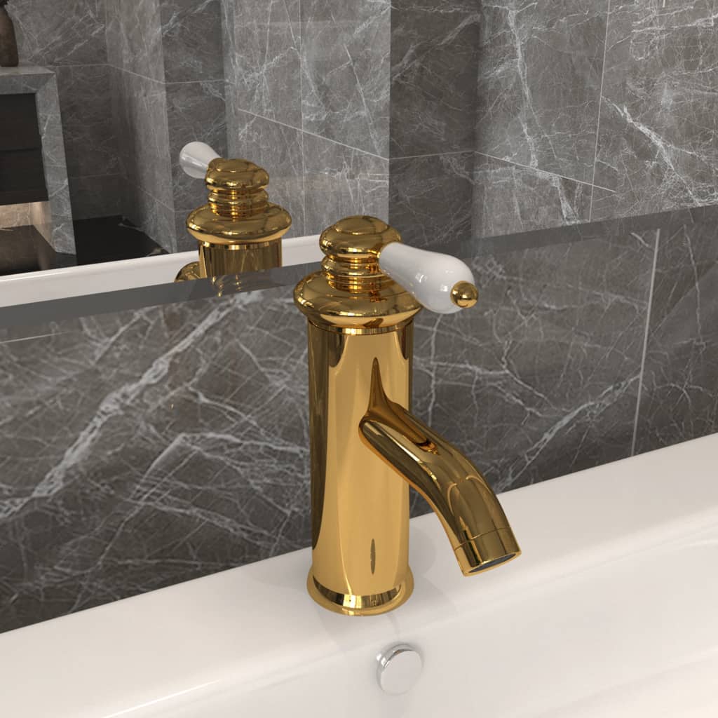 Bathroom sink faucet, gold, 130x180 mm