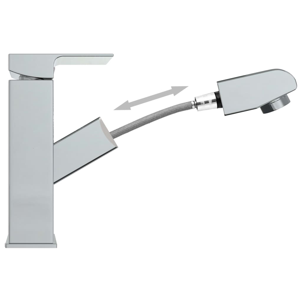 Pull-out bathroom sink faucet, chrome finish, 157x172 mm